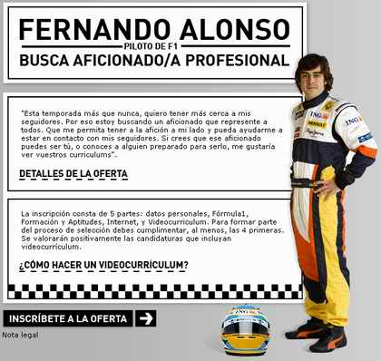 Curiosa oferta de empleo: Fernando Alonso te está buscando